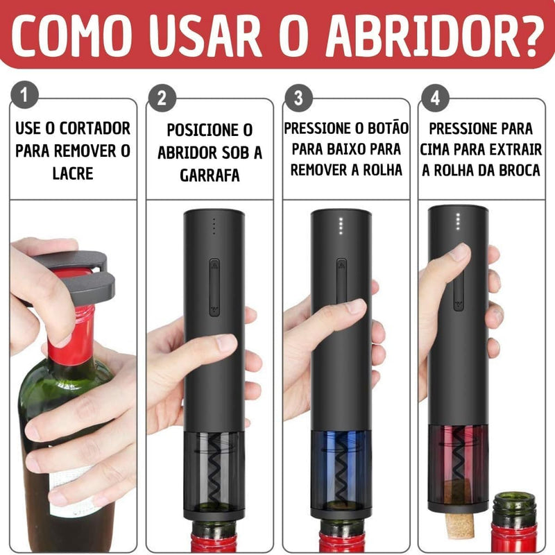 WinePro® - Abridor Elétrico para garrafas de Vinho