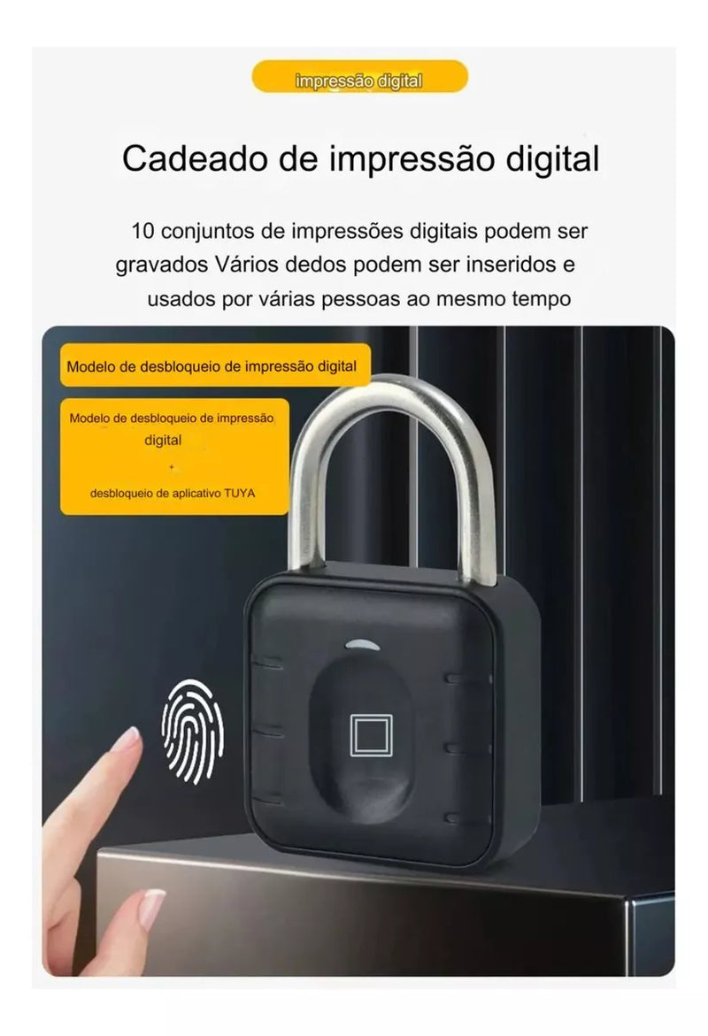 SmartLock - Cadeado Biométrico à prova d'água com acesso por APP