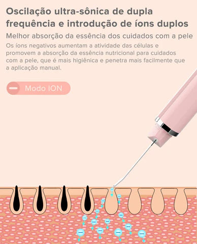 Peeling Ultrassônico - Removedor de cravos e limpador facial para Skincare